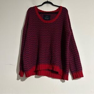 Firth Wool Cashmere Red Loose Knit Oversized Sweater M/L
